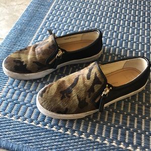 Banana Republic Calf Hair Camo Slip On Sneakers